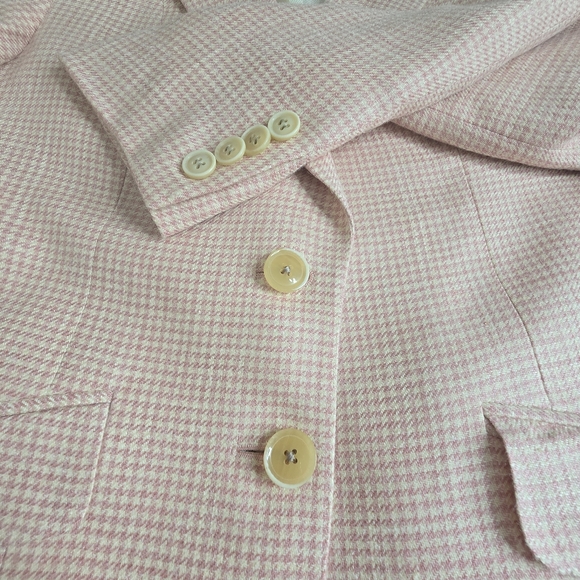 Maus & Hoffman Palm Beach Silk and Linen Pink Houndstooth Blazer Size 8 - Picture 8 of 16
